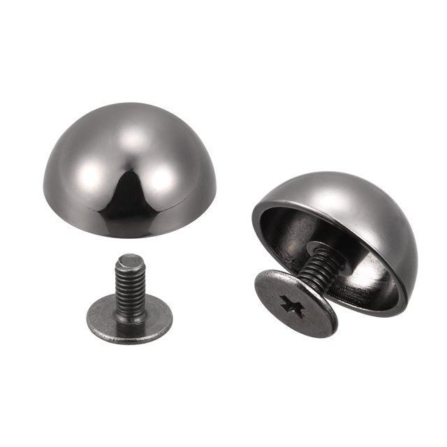 Unique Bargains Clous en Cuir à Tête Ronde Creuse avec Rivets à Vis 15x7,5 mm Noirs, Lot de 20