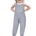 thumbnail image 1 of Girls Childrens Summer Solid Color Romper Sling Sleeveless Backless Short Jumpsuit, 1 of 9