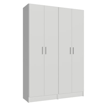 Madesa Wardrobe Storage Cabinet with 4 Doors and 10 Shelves 47"L Modern Wooden Organizer for Adults – White