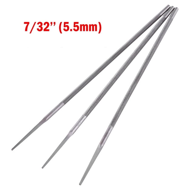 Bgsha 3 Pcs Tronçonne Limes Rondes ening Chaînes de Tronçonneuse 4 4,8 5,5 mm Outil de Meulage