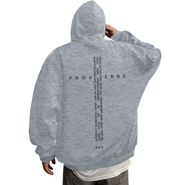 Chandail à Capuchon Rétro pour Hommes avec Verset Graphique, Tenue Décontractée Inspirante pour Croyants, Chandail Confortable à Enfiler