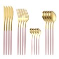 thumbnail image 1 of Pompotops Matte Gold Silverware Set With Steak Knives,Stainless Steel Gold Flatware Set,16 Pcs Set Cutlery Utensils Set Service For 4,Spoons And Forks Set Clearance, 1 of 1