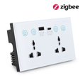 thumbnail image 2 of EU UK US Universal Plug Tuya ZigBee White Smart Socket Switch with USB and Type-C Port Outlet Smart Life, 2 of 8
