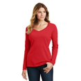 thumbnail image 1 of Port 1135691 Ladies Long Sleeve Fan Favorite V-Neck Tee, Bright Red - Extra Small, 1 of 4