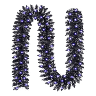 Costway 9 FT Pre-Lit Garland for Halloween & Christmas Black