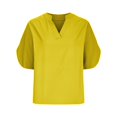 thumbnail image 1 of Ashirexll Hauts pour Femmes Tendance, Haut Décontracté Uni à Manches Courtes et Col en V, 1 of 6