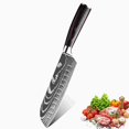thumbnail image 1 of 7 Inch Santoku Knife Stainless Steel Non-Slip Sheath and Handle Black, 1 of 7