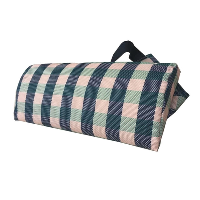 veasfak Lounge Chair Lunch Break Folding Wicker Chair Sponge Pillow Green Grid