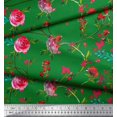 thumbnail image 3 of Soimoi Green Cotton Cambric Fabric Leaves & Ranunculus Floral Print Fabric by Yard 42 Inch Wide, 3 of 3
