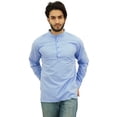 thumbnail image 1 of Atasi Kurta Court Bleu Ethnique pour Homme, Col Mandarin, Tunique en Coton - Moyen, 1 of 7