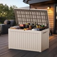 thumbnail image 4 of Coffre de Terrasse de Rangement Extérieur en Résine Gris de 230 gal - Étanche, Couvercle Verrouillable et Poignées pour Meubles de Patio, Outils de Jardin, 4 of 7