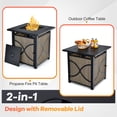 thumbnail image 4 of Costway 25-Inch Square Propane Fire Pit Table 40000 BTU W/ Lid, Fire Glass, 4 of 8