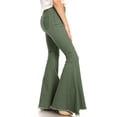 thumbnail image 2 of Feinuhan Women's High Waist Flared Bell Bottom Jeans, Green, Medium, 2 of 5
