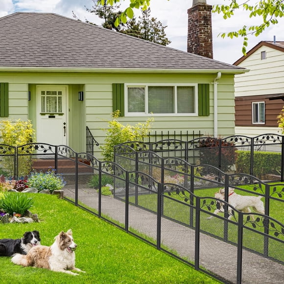 Wisfor 5X Decorative Garden Fence Panels Black Metal Lawn Edging Border Trellis 4ft x 10ft