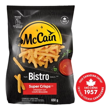 Frites à coupe régulière Super Crispsᴹᴰ Style Bistro McCainᴹᴰ, Fabriqué au Canada à partir d'ingrédients canadiens et importés 650g