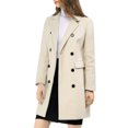 thumbnail image 4 of INSPIRE CHIC Women's Notched Lapel Collar Double Breasted Mid Length Overcoat, 4 of 7