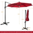 thumbnail image 2 of Gymax Parasol Solaire Déporté de 10 Pi 28 DEL Éclairé pour Patio Inclinaison Décalée 360° Vent Extérieur - Rouge, 2 of 9