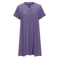 thumbnail image 4 of Penkiiy Robes Grande Taille pour Femmes aux Courbes Robe Ample Robe d'Été pour Dames Robe de Détente Aguichant Petite Col en V Manches Courtes Robe Décontractée 2TG Violet, 4 of 5