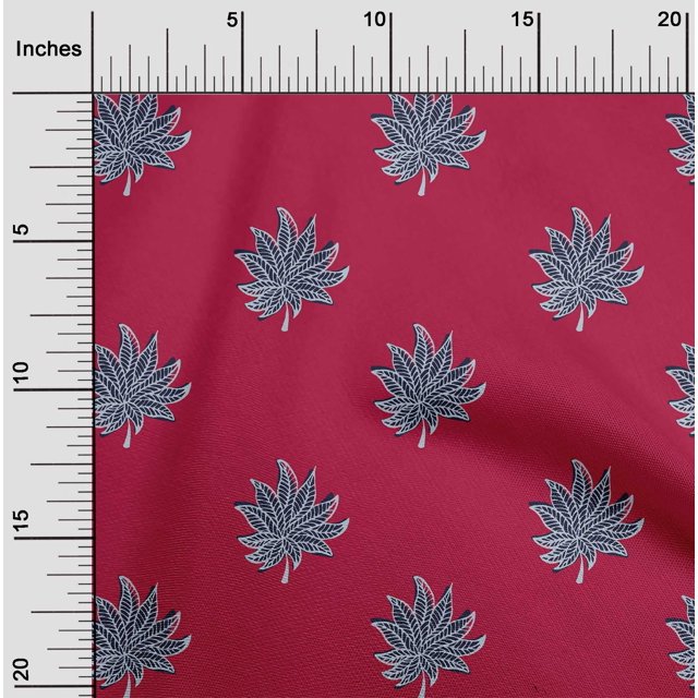 oneOone Viscose Jersey Fabric Leaves Block Print Fabric BTY 60 Inch Wide