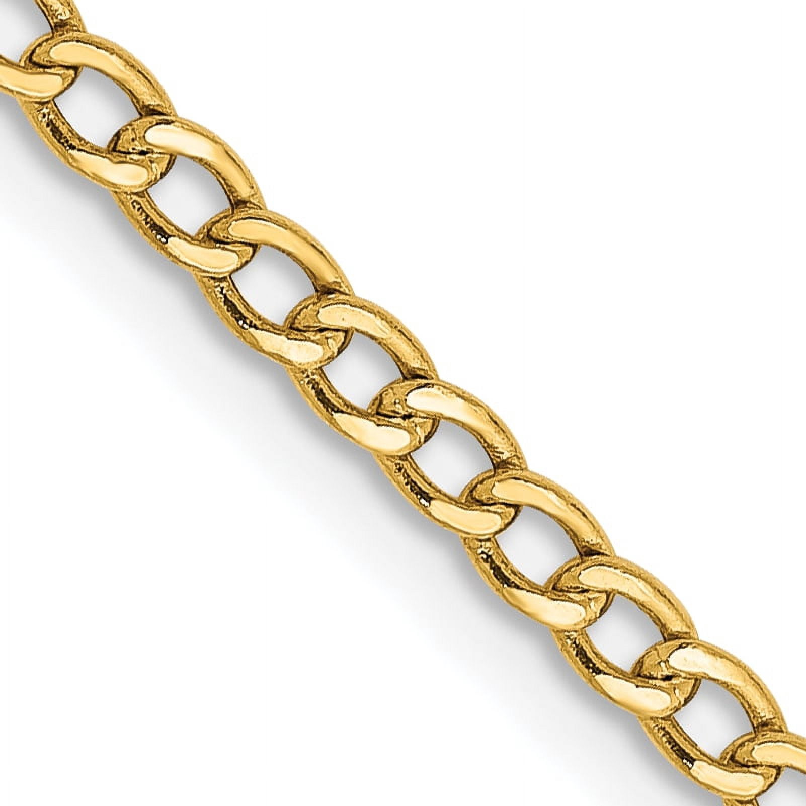 Pendentif Breloque Chaîne Gourmette 20 Pouces 2,5 mm en Or Jaune 14k