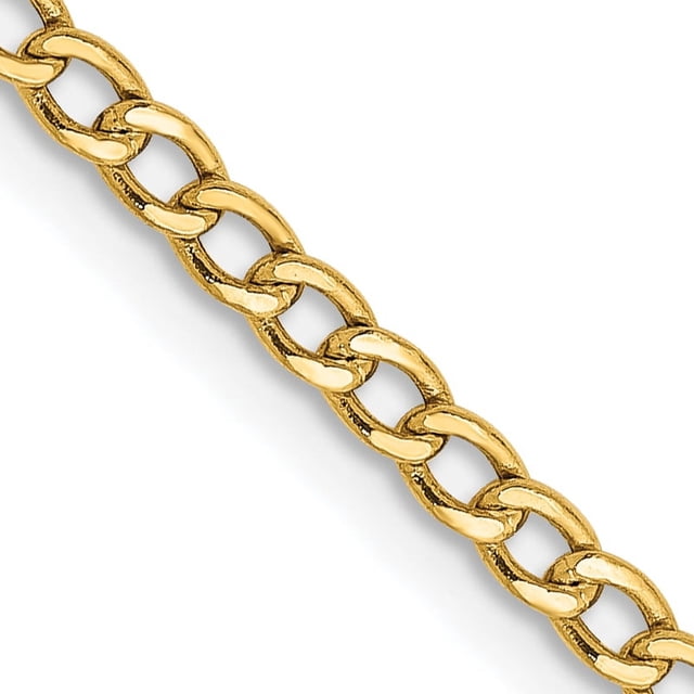 14k Yellow Gold 16 Inch 2.5mm Curb Chain Necklace Pendant Charm