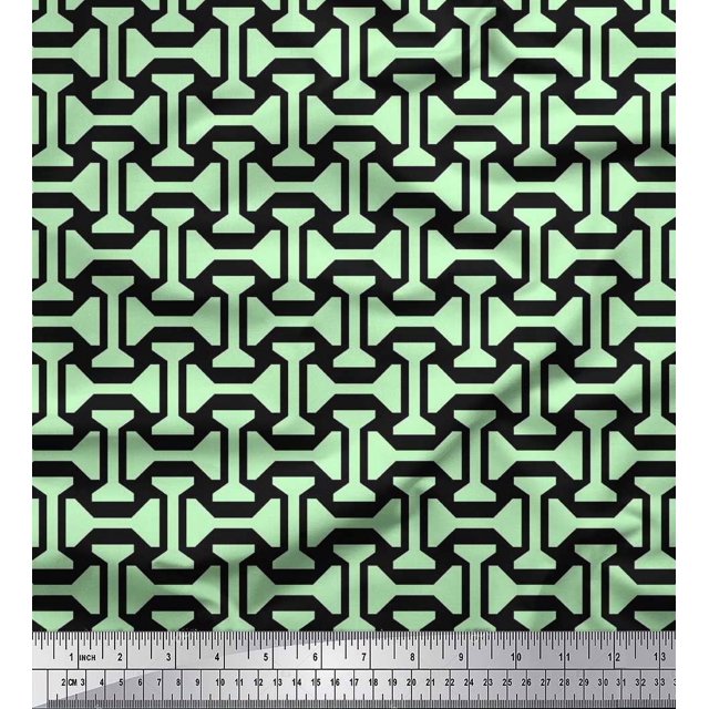 Soimoi Poly Georgette Fabric Geometric Abstract Printed Fabric 1 Yard 42 Inch Wide