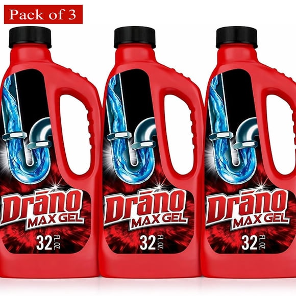Max Gel Drano Clog Remover - Unscented - Drain Opener Substance - Liquid (32 Oz) (Pack of 3)