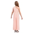 thumbnail image 2 of Sinleey Girls Ruffled Sequins Jumpsuit One Shoulder Wide Leg Long Pants Romper Wedding Prom Playsuit Pink 14, 2 of 6