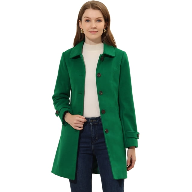 INSPIRE CHIC Manteau Caban Trench d'Hiver pour Femme à Col Peter Pan Vert TP