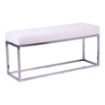 thumbnail image 3 of Heavenly Collection White Faux Leather Upholstered Bench with Chrome Metal Base – Modern Accent Bench for Entryway, Bedroom, or Living Room, 3 of 7