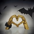 thumbnail image 3 of 1pc, Skull Heart-shaped Hand Resin Statue, Unique Desktop Decoration, Modern Art Decor, Halloween Decor, Gift, 3 of 5
