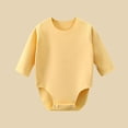 thumbnail image 1 of HOZADOIE Unisex Baby Bodysuit Duvet Cotton Fashion Simple Button Opening Design Solid Color Long Sleeve Romper Fall 0-12Months, 1 of 3