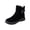 Black, variant on Pisexur Women's Ankle Boot Casual Flat Soled Ankle Boots Solid Color Suede Round Toe Boots for Women with Classic Side Zip and Buckle Strap Brown