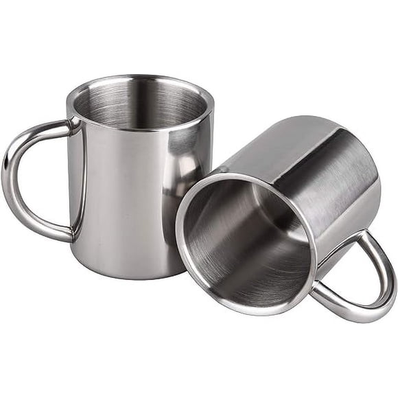 Namzi Unbreakable Mugs for Kids Double Walled Camping Coffee Mugs 13.5oz/400ml Stainless Steel Mug with Handle, Set of 2