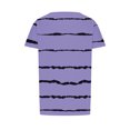 thumbnail image 4 of Meichang T-Shirts pour Femmes Manches Courtes Plissés Habillés Décontractés Col Rond Tops d'Été Tendance à Rayures Imprimé T-Shirts Doux Confortables Tuniques Blouses, 4 of 5