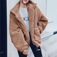 thumbnail image 2 of Ladies Loose Plush Long Sleeve Zipper Pullover Pocket Color Sweater Coat, 2 of 6