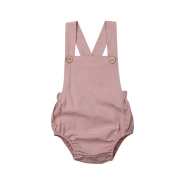 Newborn Baby Summer Romper Unisex Solid Color Jumpsuit Sleeveless Overalls Outfits 1Pcs