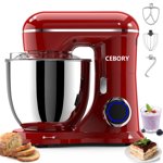 CEBORY 3-IN-1 Mélangeur de position, 6.5 QT Tête incrustée 10-Speed Mélangeur d'aliments, Mélangeur électrique de cuisine avec crochet de la toux, batteur, fouet, bol pour la plupart des cuisiniers à domicile