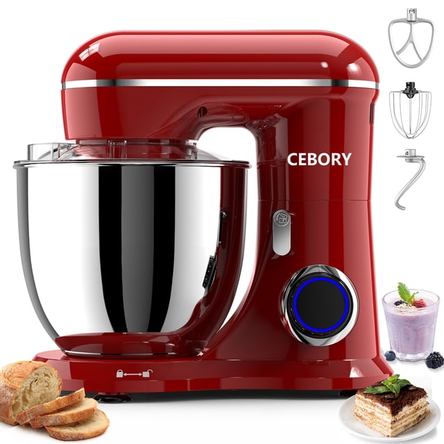 CEBORY 3-IN-1 Mélangeur de position, 6.5 QT Tête incrustée 10-Speed Mélangeur d'aliments, Mélangeur électrique de cuisine avec crochet de la toux, batteur, fouet, bol pour la plupart des cuisiniers à domicile