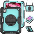 thumbnail image 1 of Case for iPad Mini 7 A17 Pro 2024/Mini 6 2021 8.3 Inch 7th/6th Gen with Screen Protector, 360 Degree Rotating Kickstand Hand Strap Shockproof Cover with Shoulder Strap, Sky Blue PC, 1 of 7