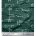thumbnail image 1 of Soimoi Rayon Fabric Check & Airplane Transport Printed Fabric 1 Yard 56 Inch Wide, 1 of 3