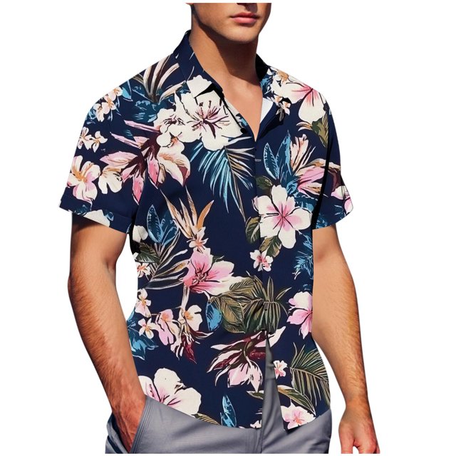 Pisexur Shirts for Man T Hommes Mode Décontractée Col Rabattu Imprimé Manches Courtes Chemise Boutonnée Blouse Beige,S Chemises de Golf Hommes & Chemises Hommes
