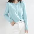 thumbnail image 5 of Hontri Cardigans pour Femmes Légers Offres à Moins de 15 $, Cardigan Basique pour Femmes à Col Rond, Manches Longues, Boutonné, Bleu m, 5 of 5