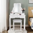 thumbnail image 3 of Patiojoy Detachable Vanity Table Set Makeup Table with Mirror &Cushioned Stool White, 3 of 5