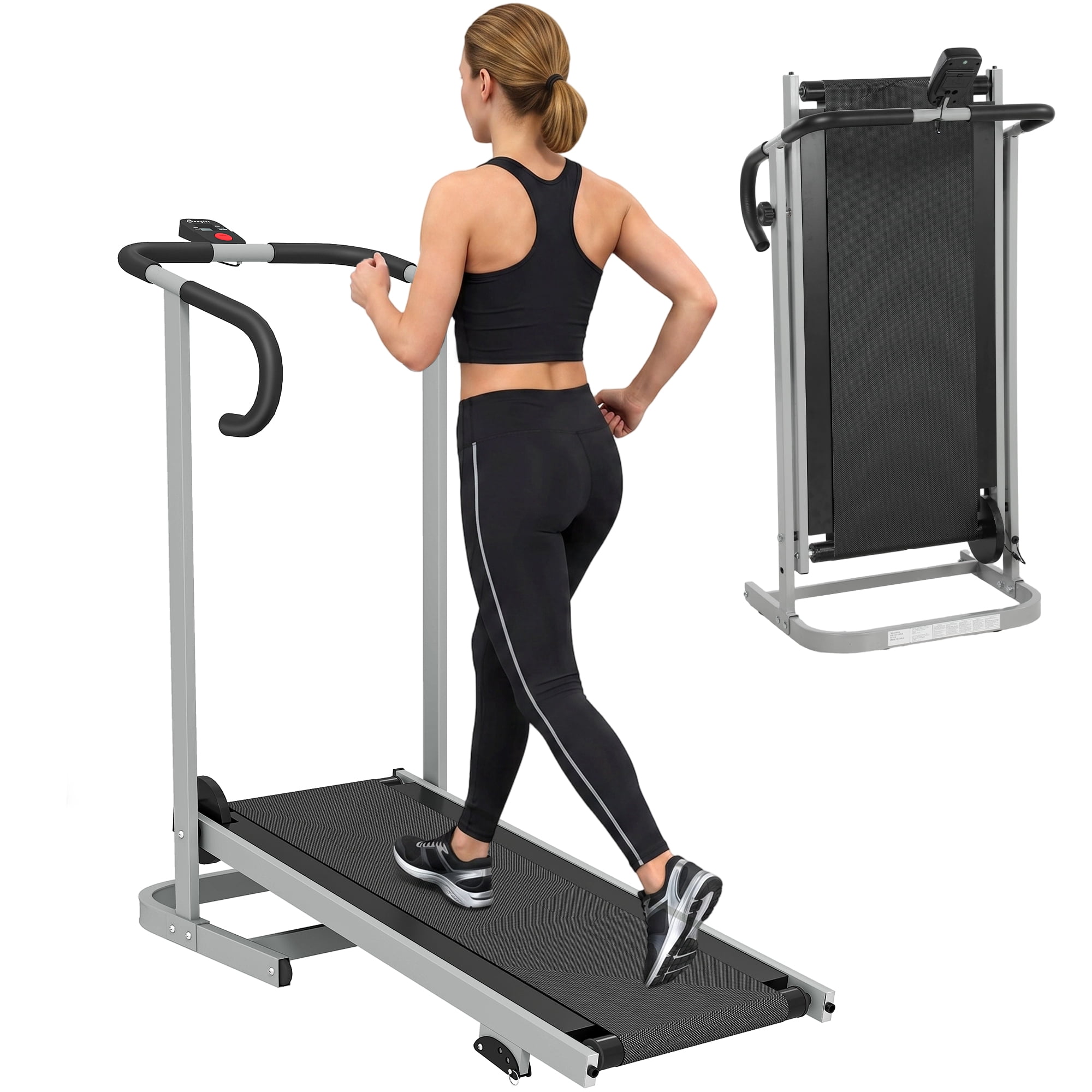 Soozier Walking Pad Treadmill with Incline, Foldable Treadmill, Silver