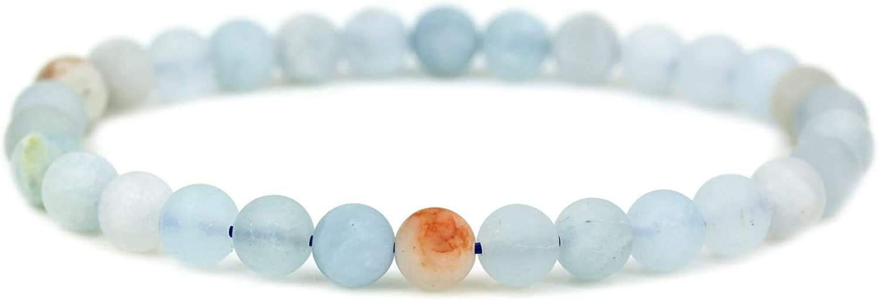 Natural Matt Multicolor Aquamarine Gemstone 6mm Round Beads Stretch Bracelet 7" Unisex