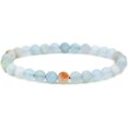 thumbnail image 1 of Bracelet Extensible Unisexe en Perles Rondes de 6 mm en Pierre Précieuse Aigue-Marine Multicolore Mate Naturelle 7 Pouces, 1 of 5