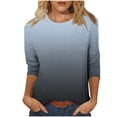 thumbnail image 1 of Cinvoph T-Shirts d'Été Imprimés pour Femmes Manches 3/4 Col Rond Dégradé Hauts Chandail Ample Blouses de Vacances, 1 of 6