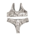 thumbnail image 3 of Bathing Suit for Women One Piece Women Shiny Two Swimsuits Bikini Bathing Suit Vest Jumpsuit, 3 of 6