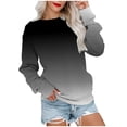 thumbnail image 1 of IROINID Rabais T-Shirts à Manches Longues pour Femmes T-shirt Ample Imprimé Blouse Col Rond Hauts de Détente Chandail à Capuchon, Noir, 1 of 5